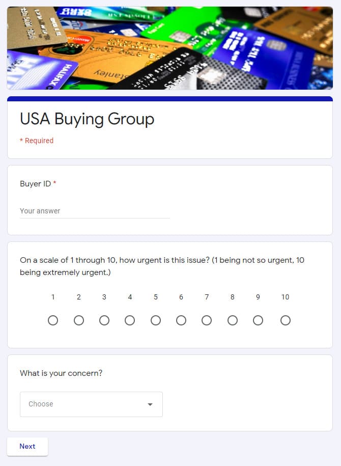 USA Buying Group google form