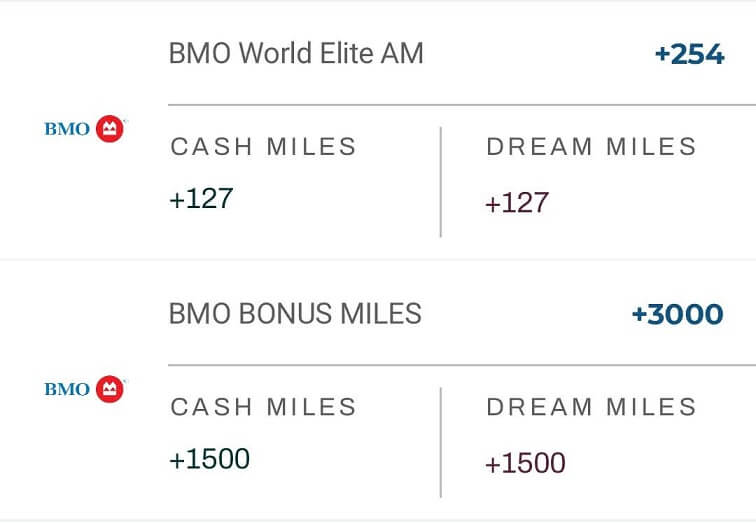 cash miles dream miles award split