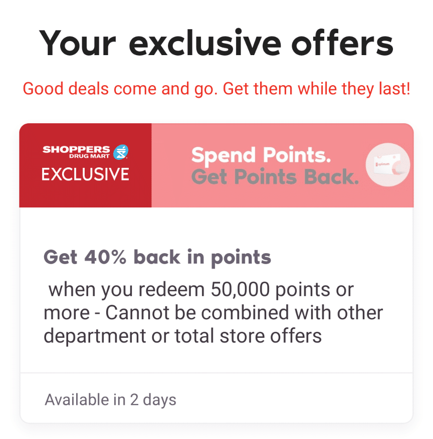 pc optimum loadable offer 40% back in points