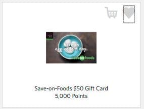 CIBC Aventura can be redeemed for Save-on-Foods gift cards