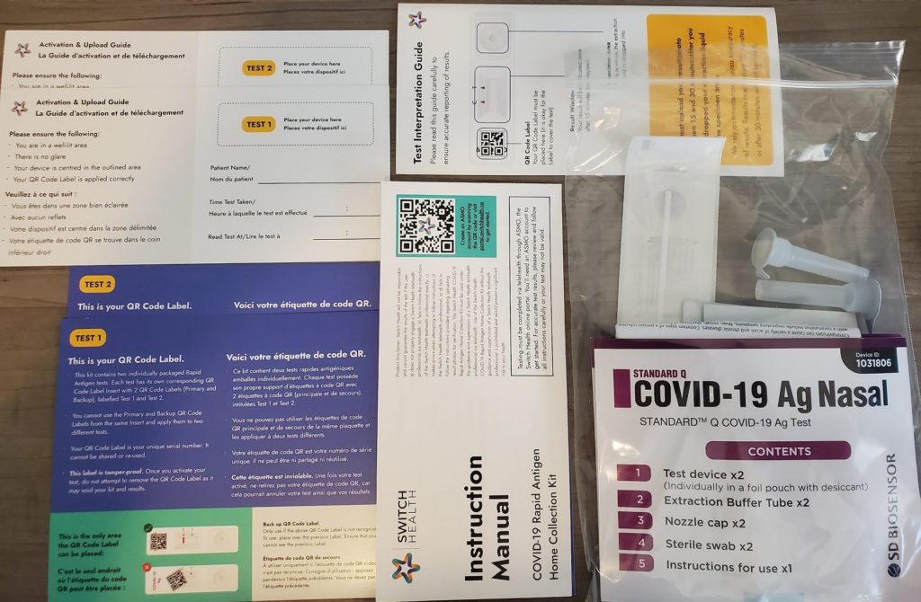 Switch Health COVID-19 Rapid Antigen Test Box Contents