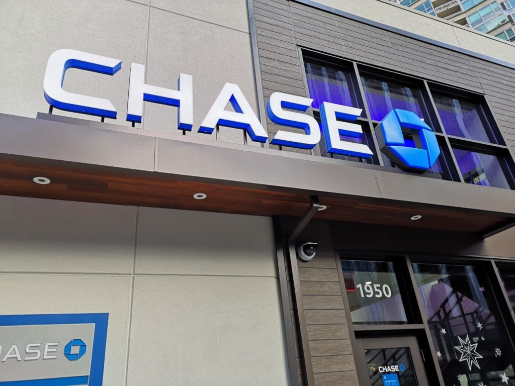 Front view of Chase bank in Seattle