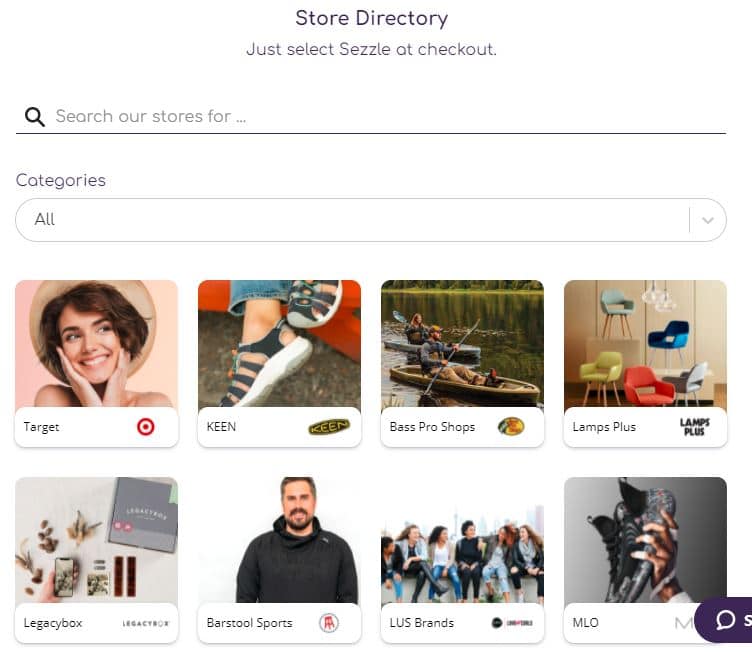 Sezzle Up partner store directory