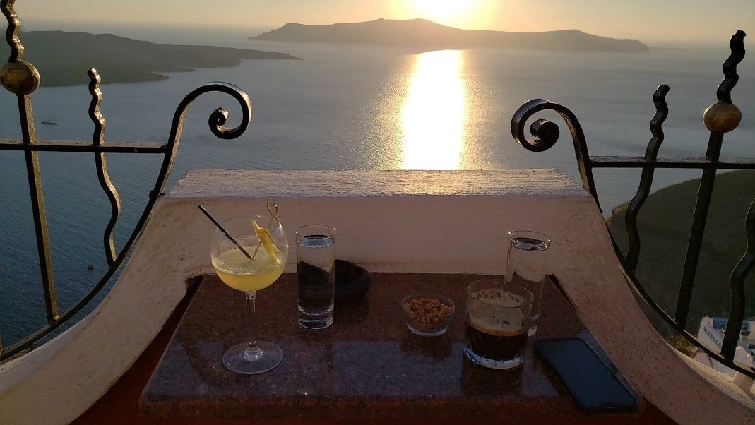 PK Cocktail Bar Santorini Greece Sunset
