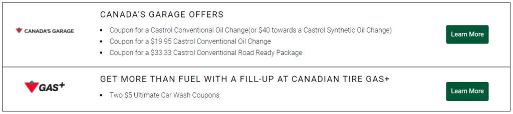 canadian tire triangle world elite card additional offers