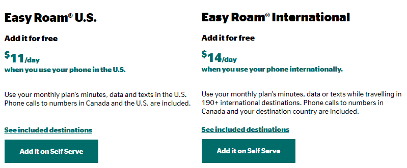 koodo easy roam prices