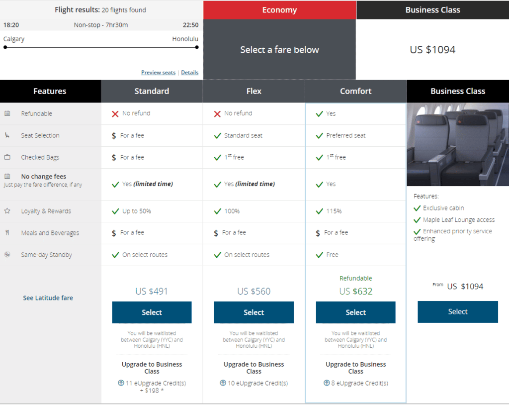 Air Canada eUpgrades Definitive Guide Frugal Flyer