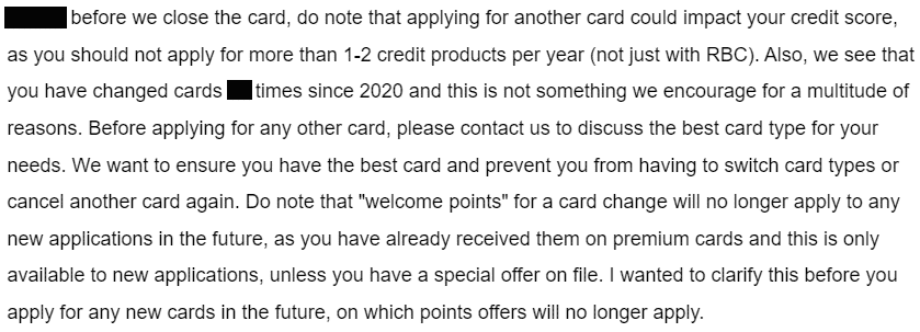 rbc credit card closing account switching bonuses