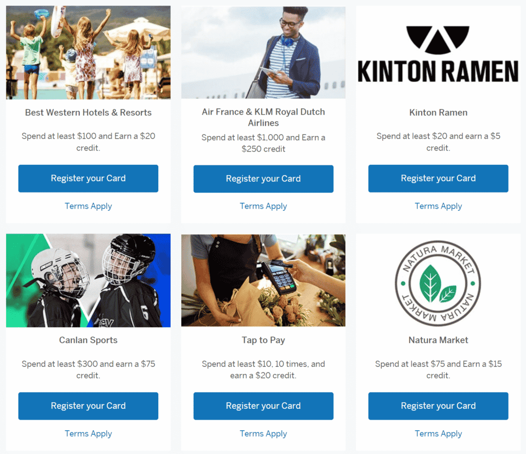 American Express Connect offers for Scotiabank Amex credit cards