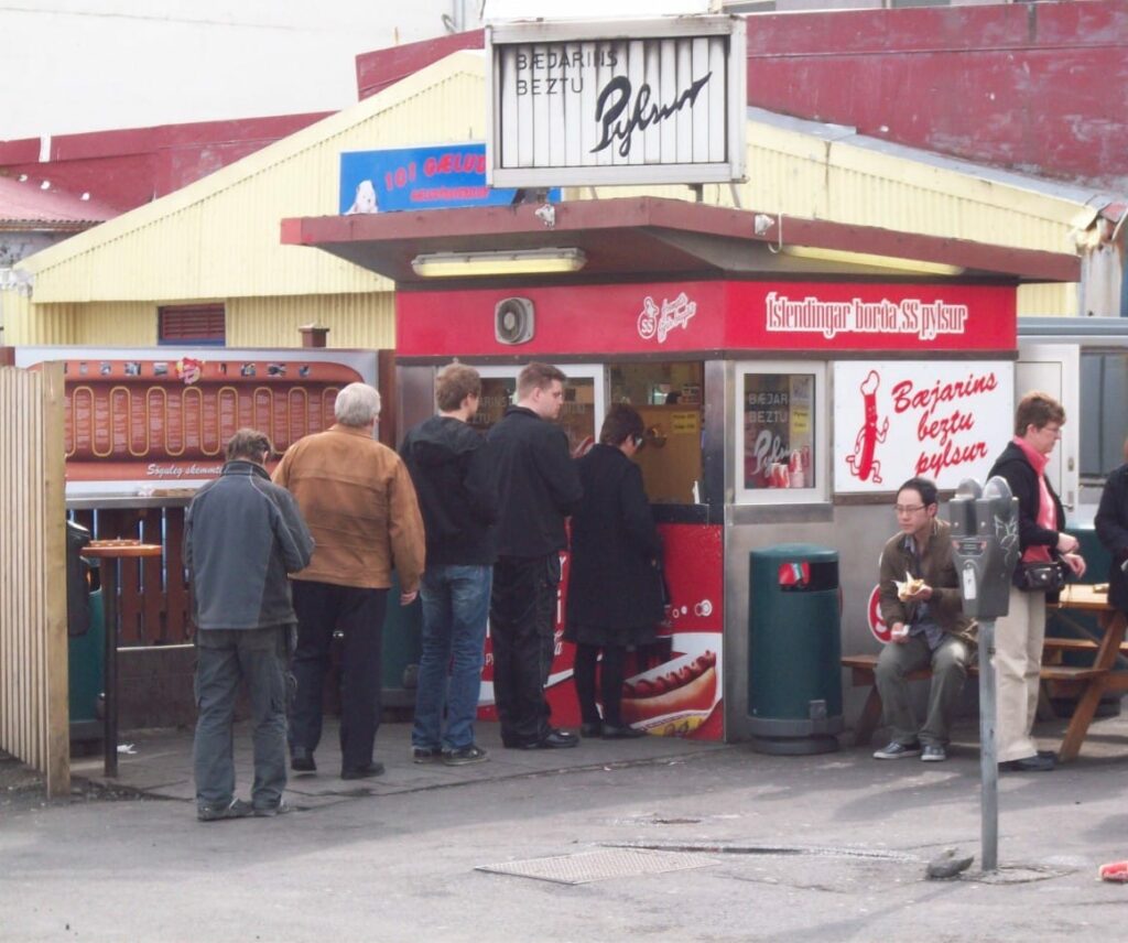 Baejarins Beztu Pylsur hot dog stand, serving the best hot dogs  in Reykjavik