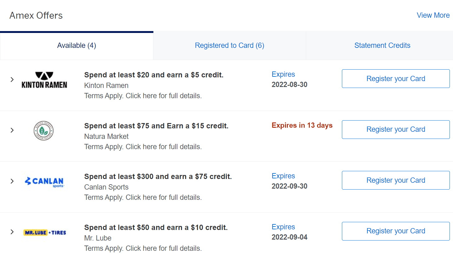amex offers current available offers