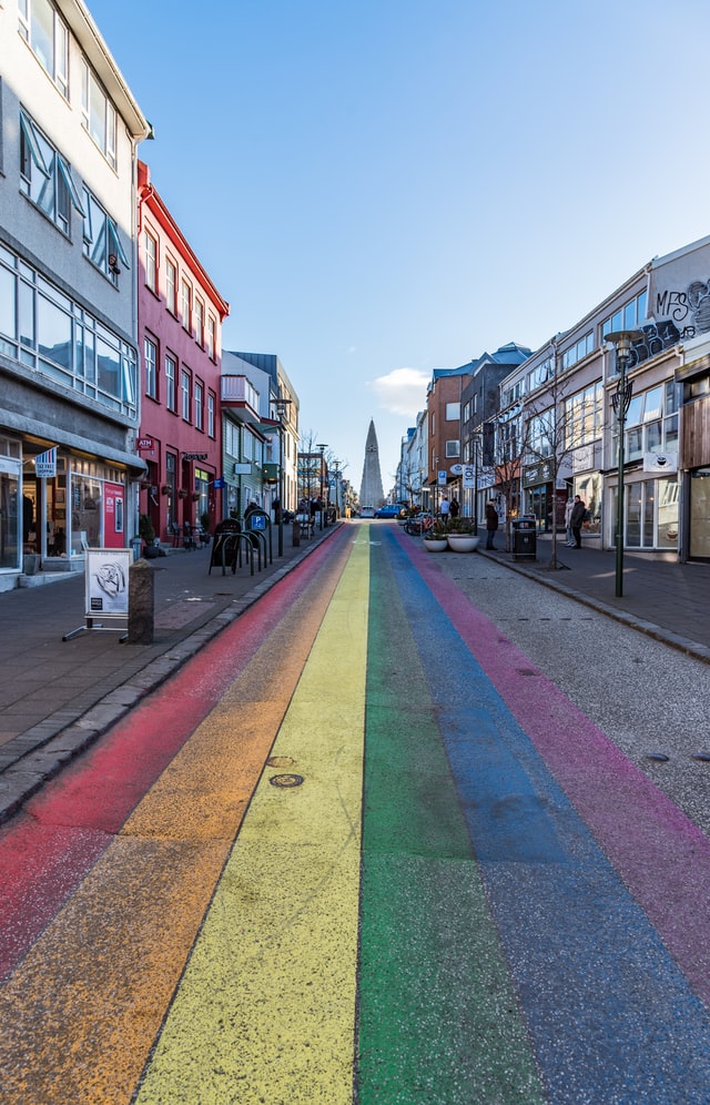 Rainbow street also known as Skólavörðustígur 
