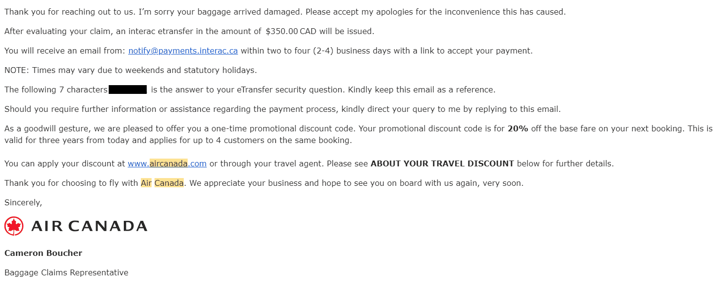 Air Canada Compensation for Delayed Flights or Lost Baggage