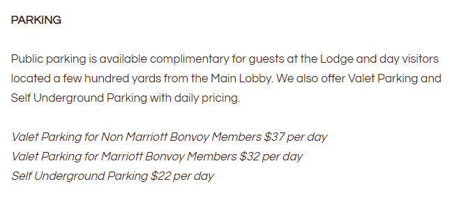 Kananaskis Mountain Lodge parking options and pricing