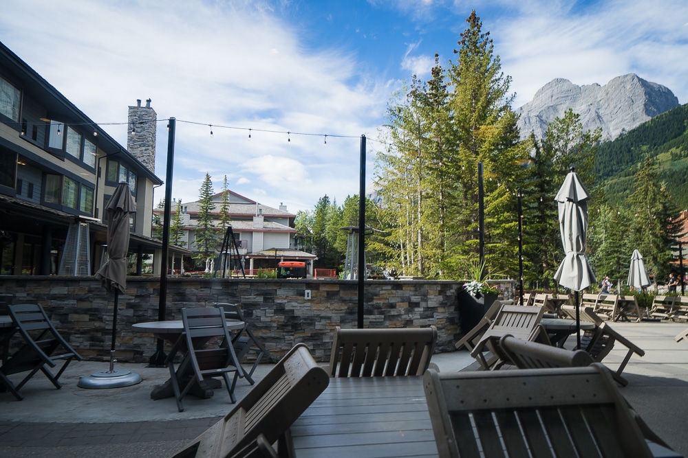 Kananaskis Mountain Lodge patio seating outside