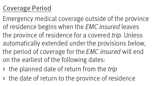 National Bank World Elite Mastercard coverage period description for emergency medical insurance