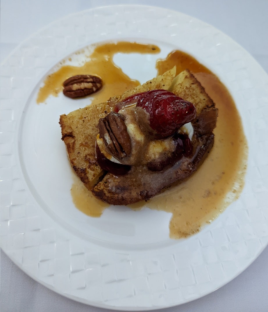 qatar airways french toast with pecan maple butter