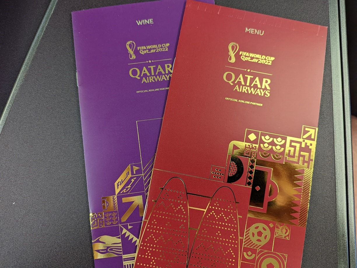 qatar airways qsuites food and wine menus
