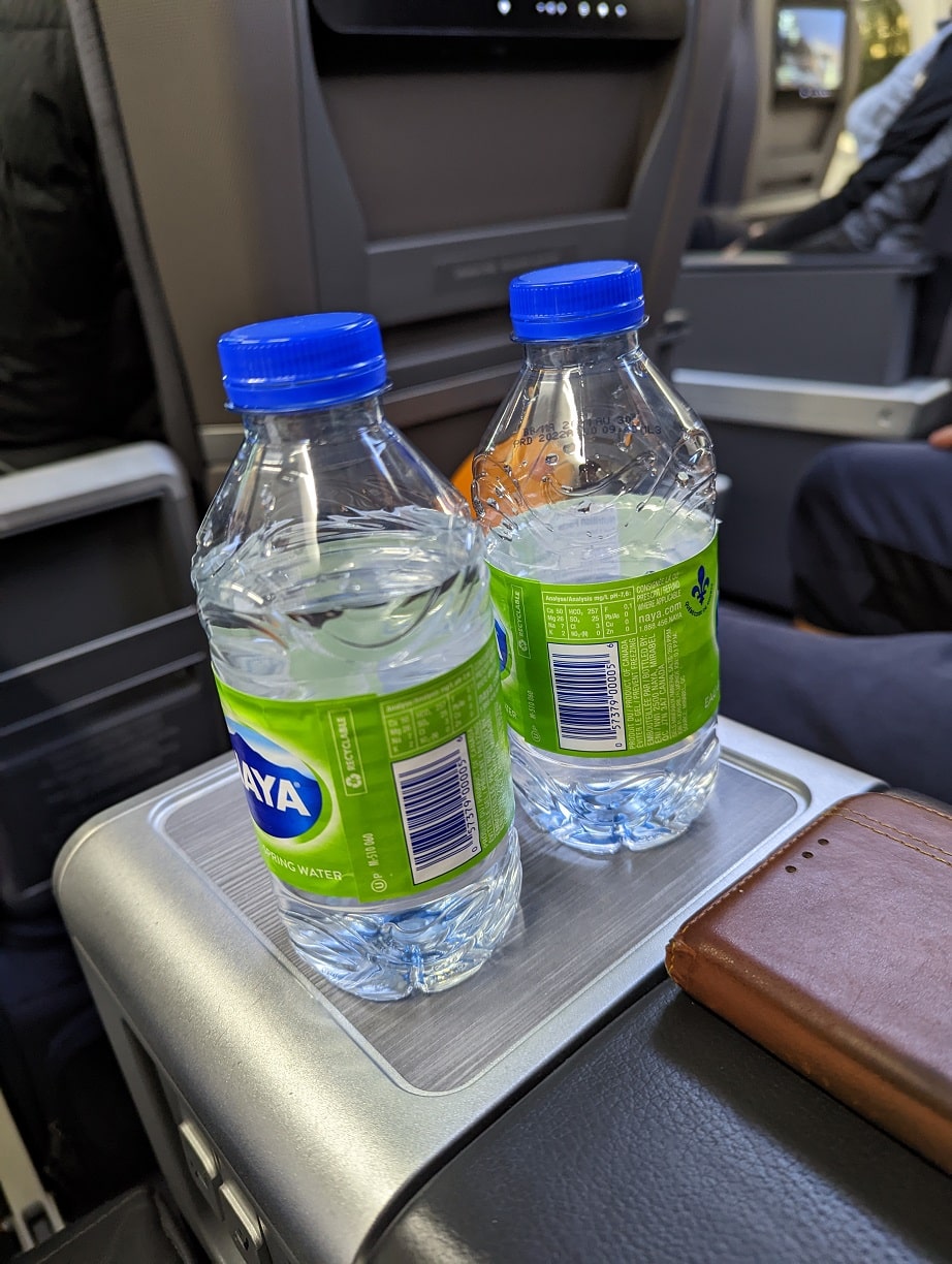 air canada business class 737 max 8 water bottles