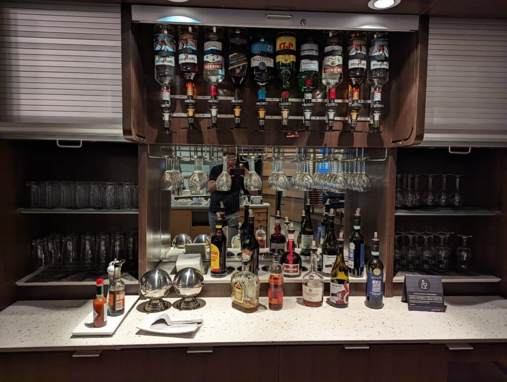 Alcoholic drink options in the Air Canada Maple Leaf Lounge YVR Transborder 