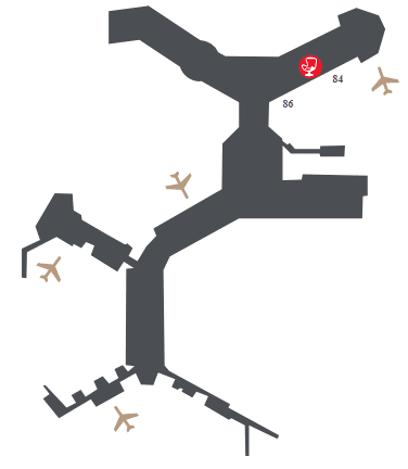 Map to find the Air Canada Maple Leaf Transborder Lounge at YVR Gate 84