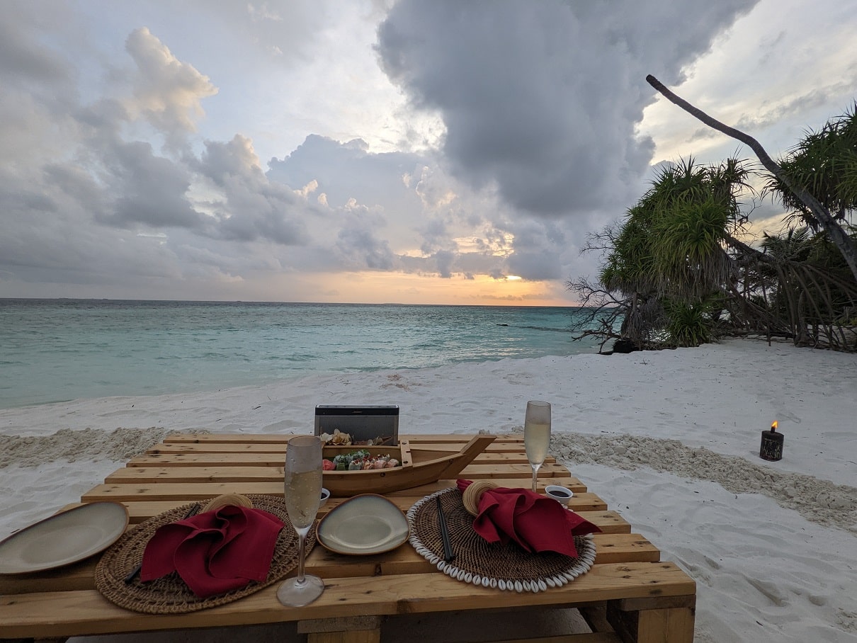 w maldives private island sushi and champagne
