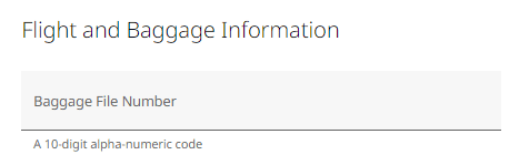 WestJet baggage delay or damage claim form - baggage file number