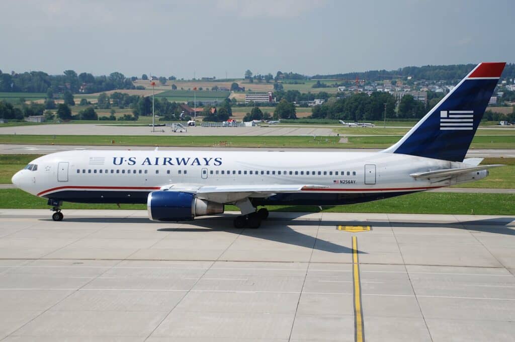 A US Airways plane, now merged with American Airlines