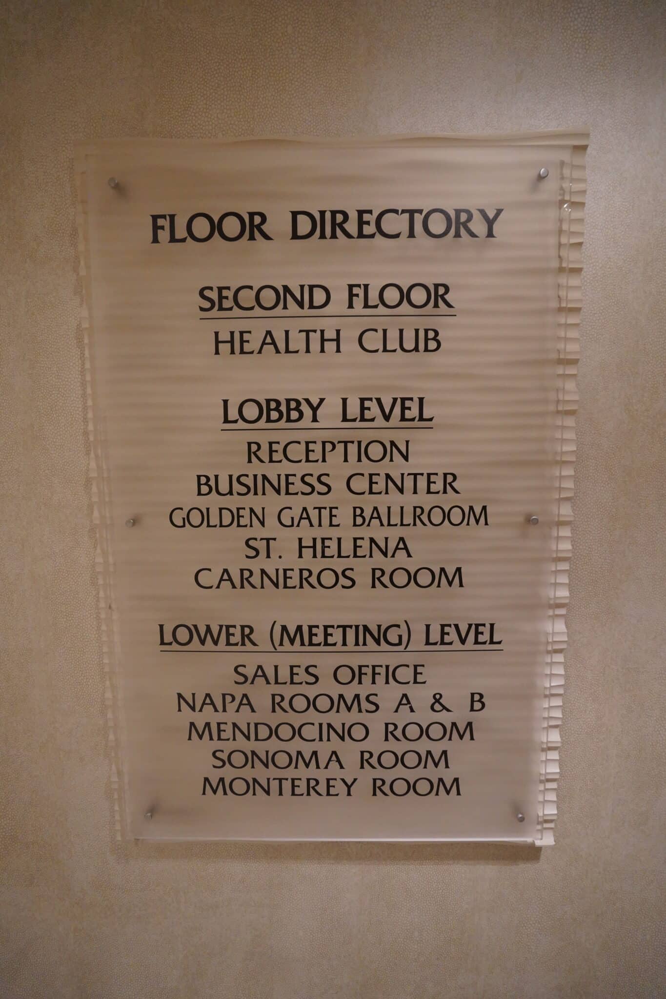 Marriott San Francisco Fisherman's Wharf Floor Directory