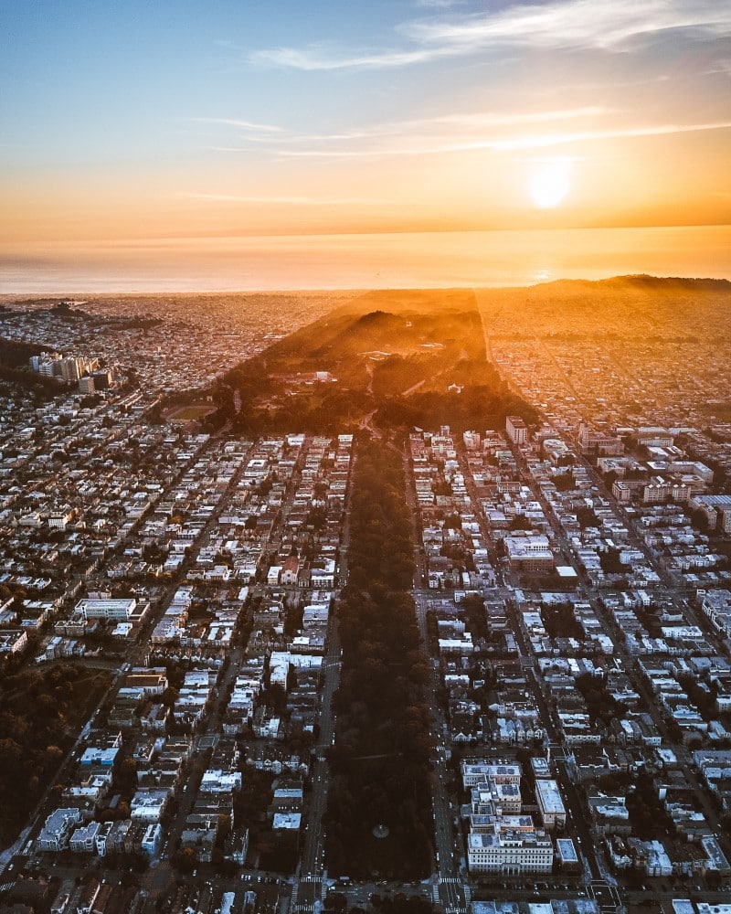Aerial view of the Golden Gate Park in San Francisco