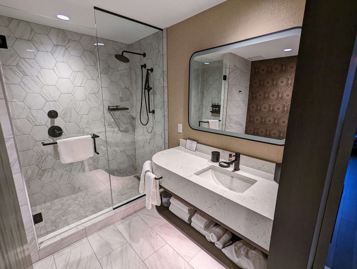 the dorian hotel calgary bathroom vanity and shower