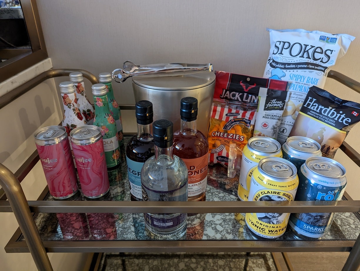 the dorian hotel calgary minibar snacks and liquor