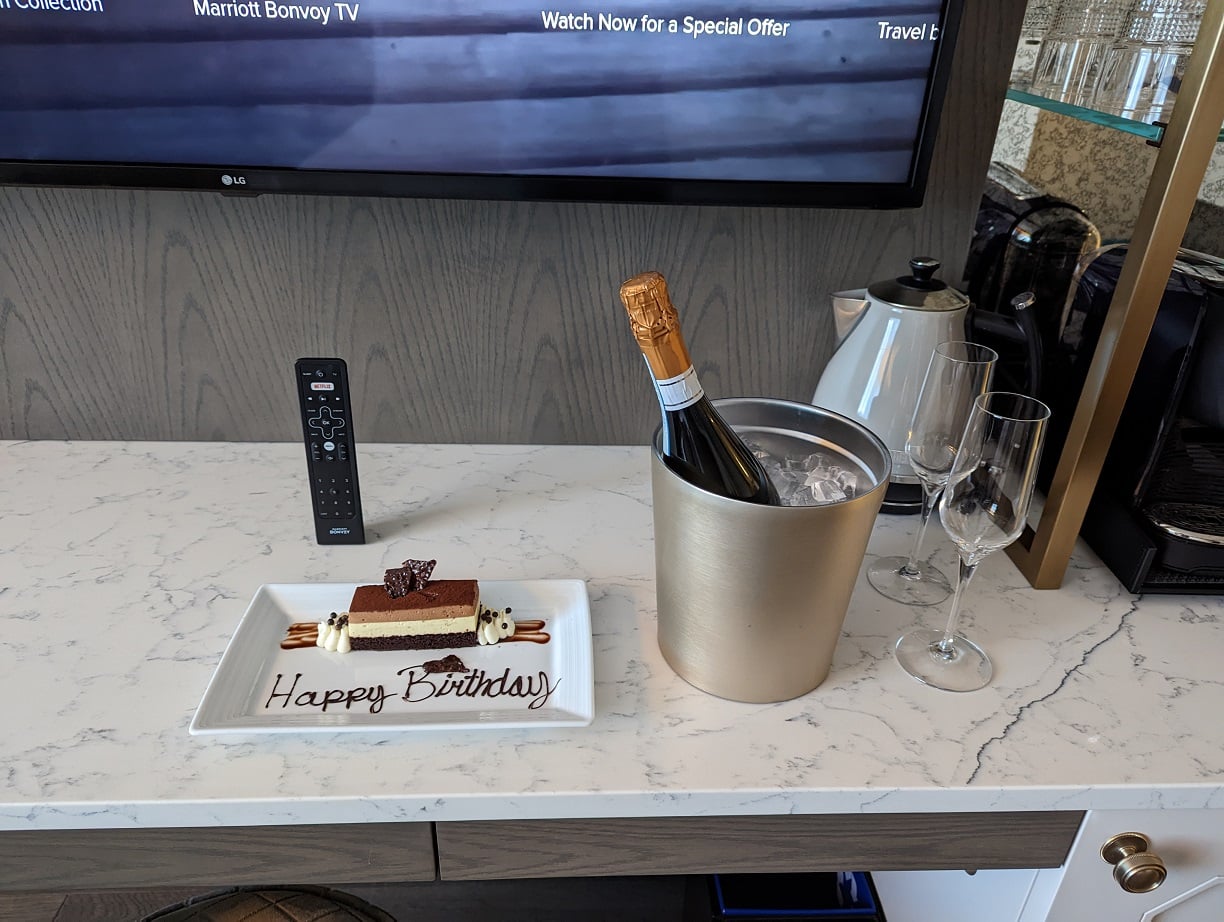 the dorian hotel calgary sparkling wine and birthday cake