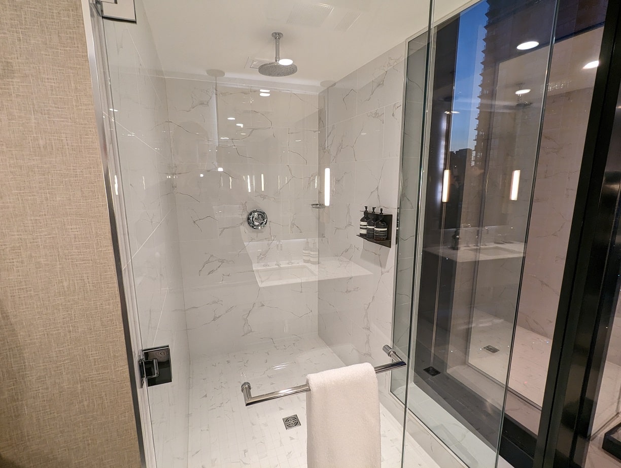 the douglas hotel one bedroom suite bathroom walk-in shower