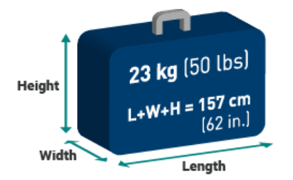 westjet checked baggage allowed dimensions and weight