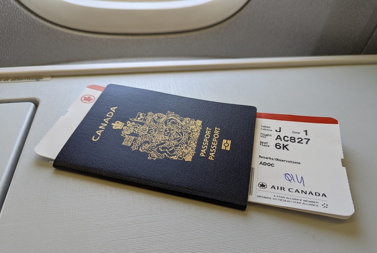 canadian passport with business class ticket