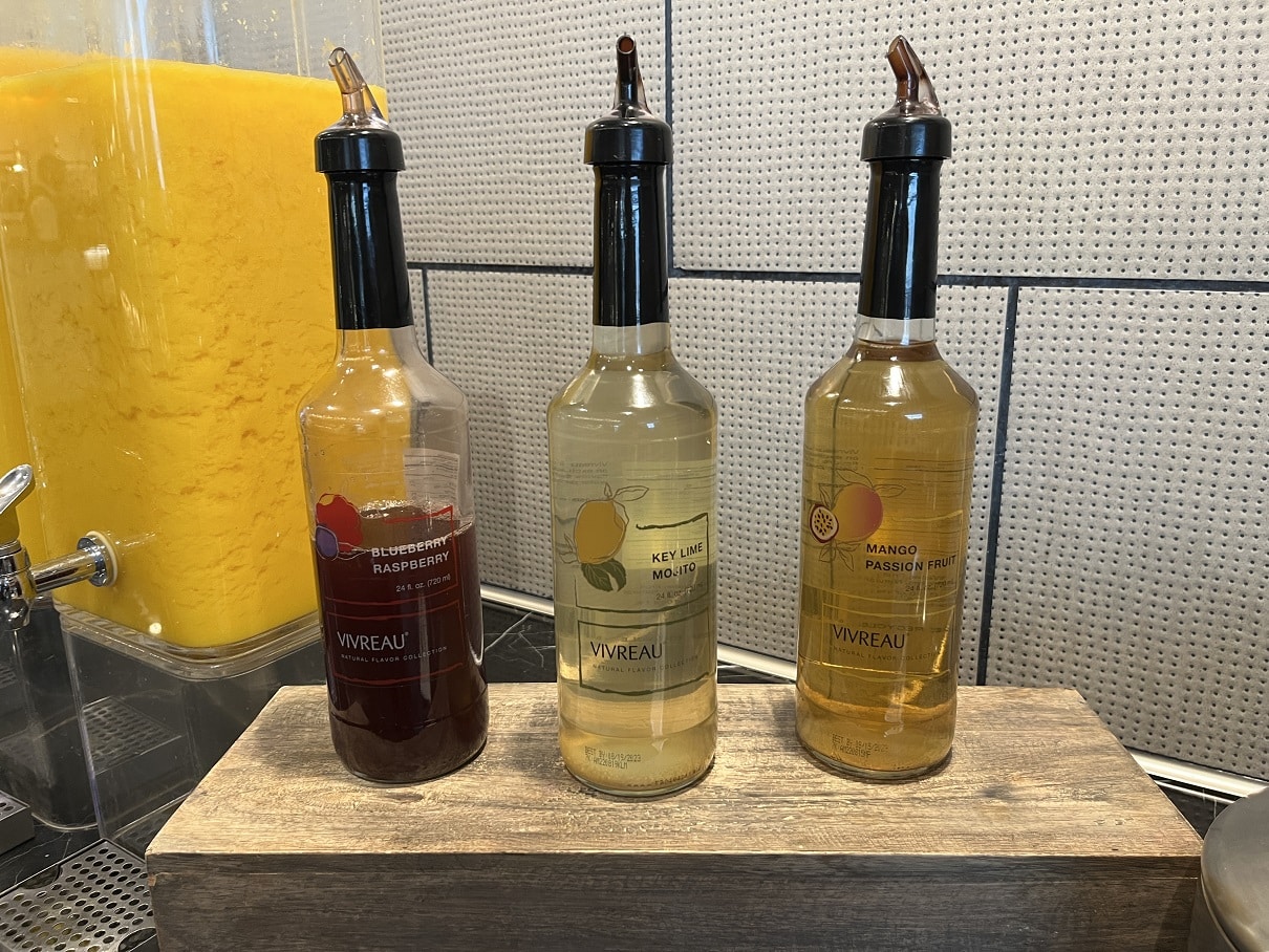 amex centurion lounge las vegas sparkling water flavored syrups