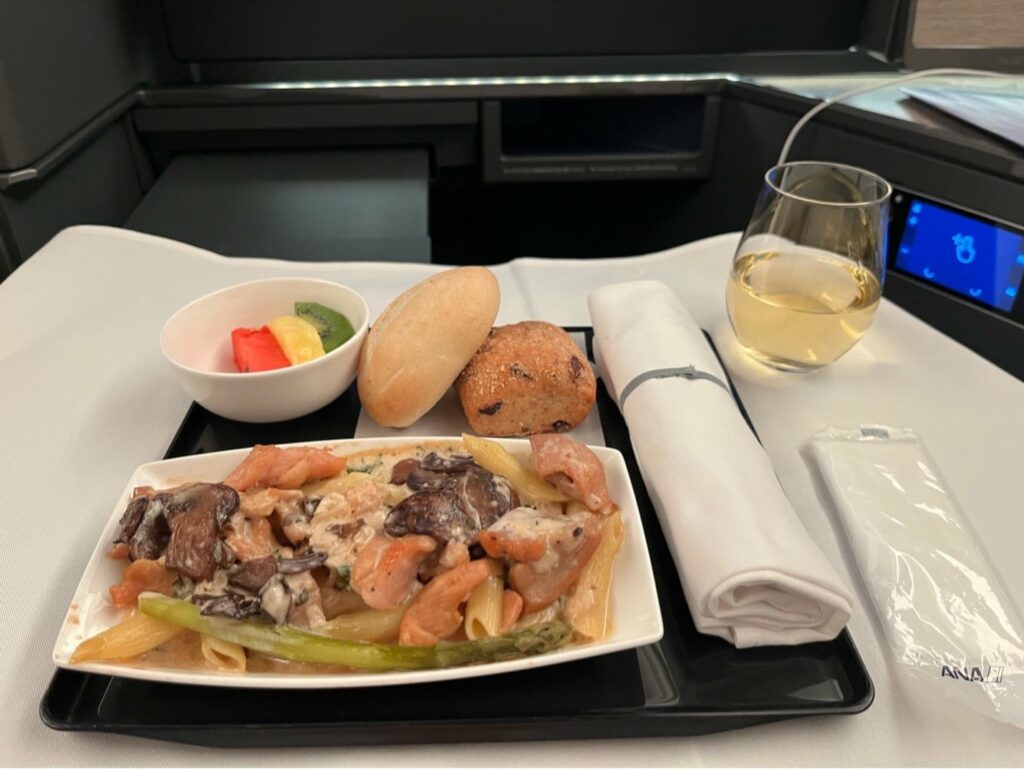 ana the room business class chicken penne meal