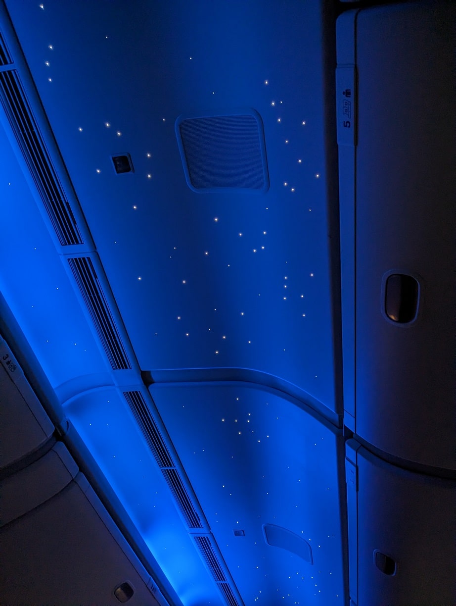 eva air business class starry night ceiling