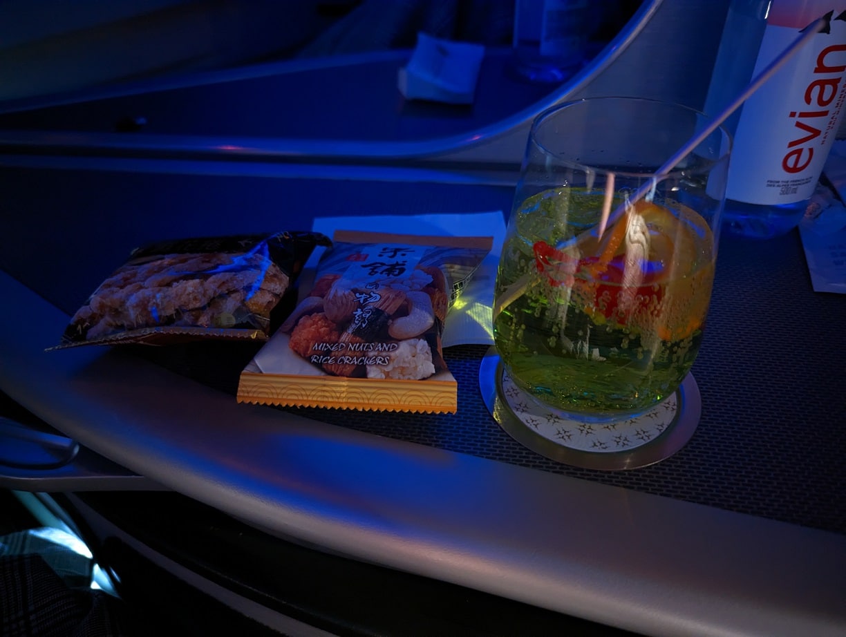 eva air evergreen special cocktail and snacks