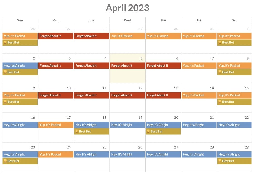 disneyland crowd calendar for april 2023