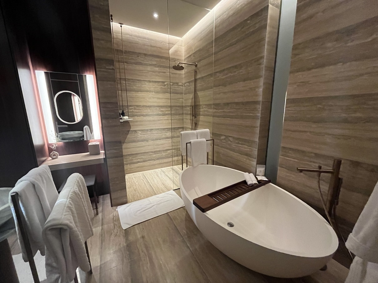 st regis kanai resort riviera maya grand luxe room bath and shower