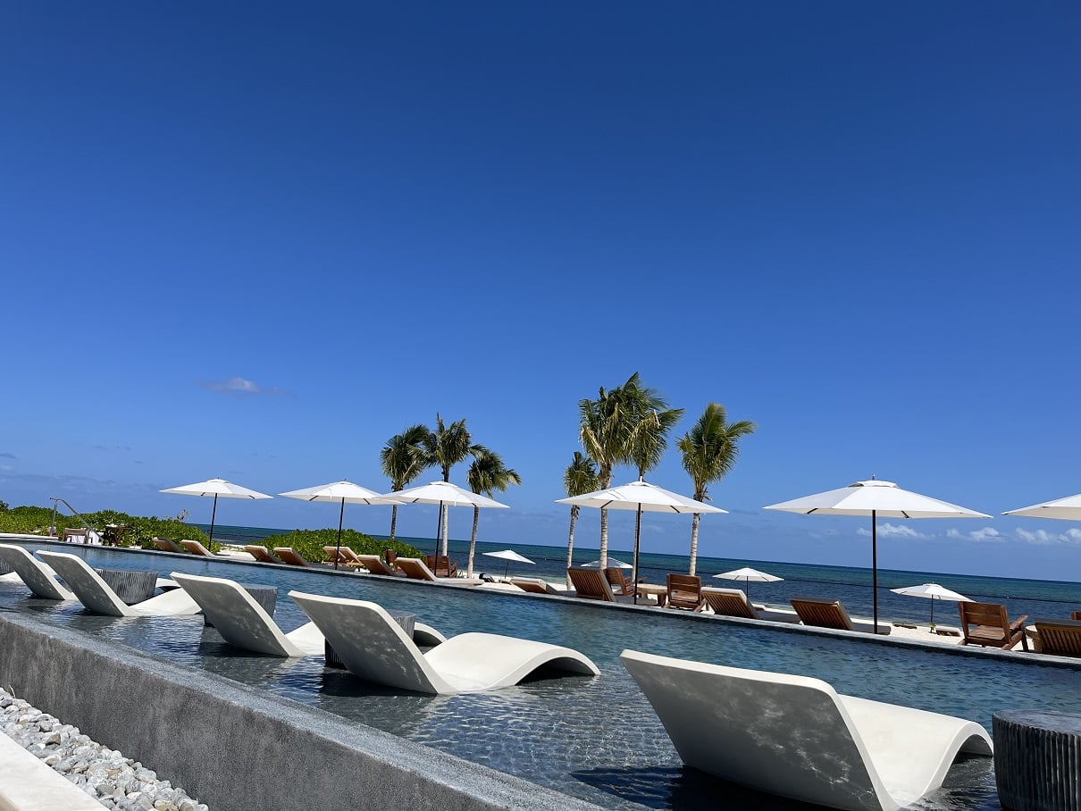st regis kanai resort riviera maya the beach club pool loungers