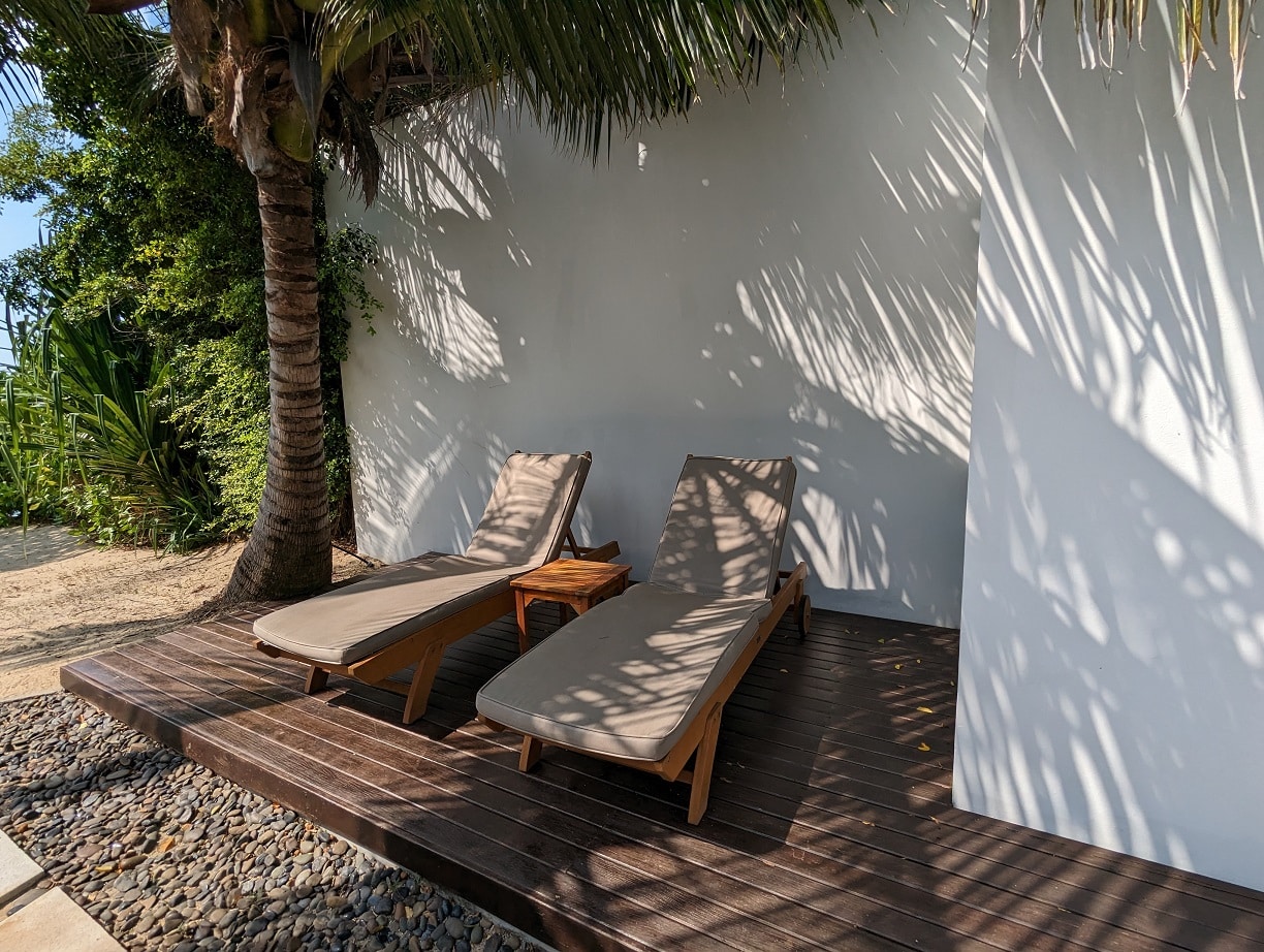 w koh samui ocean front haven villa outdoor lounge chairs