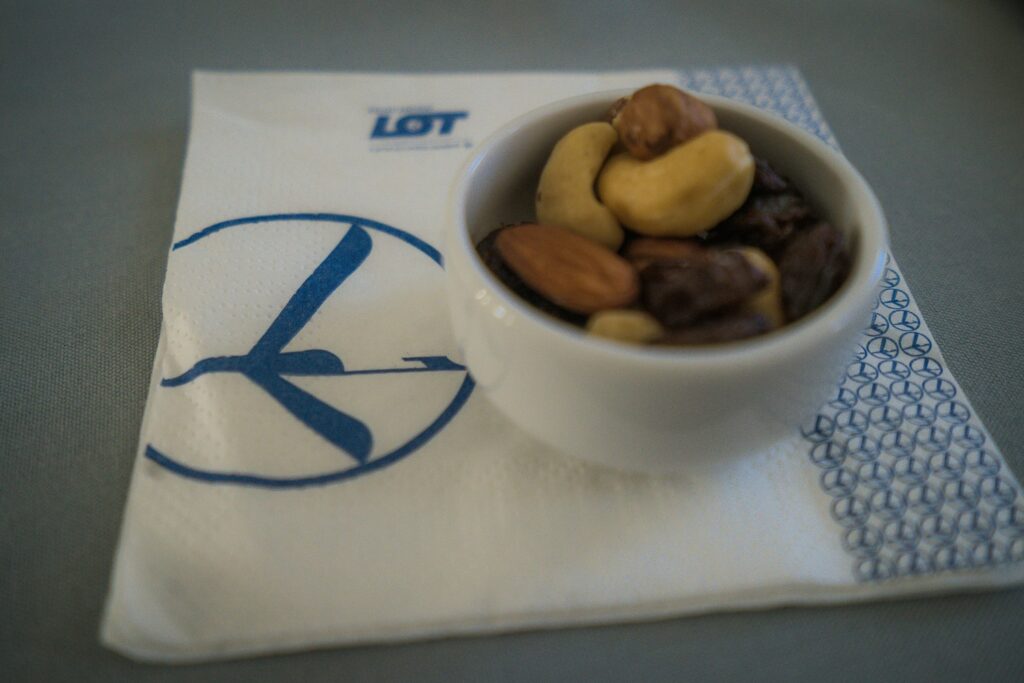lot polish airlines business class warm nuts