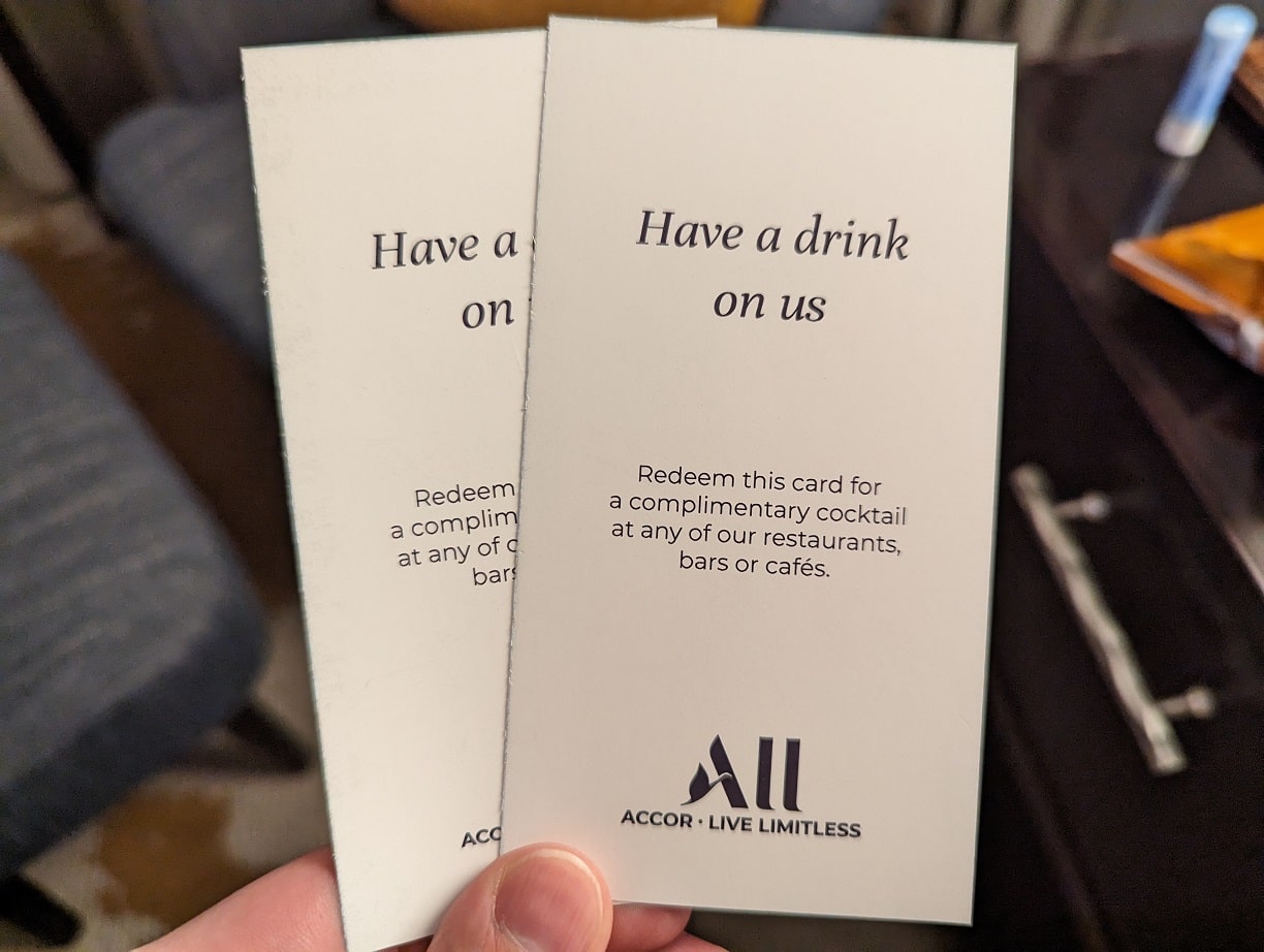 fairmont vancouver airport complimentary drink vouchers accor gold