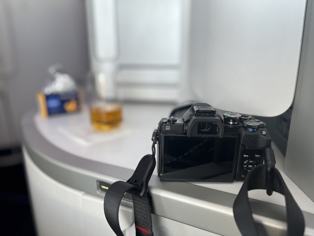 air france business class a350 camera on storage ledge