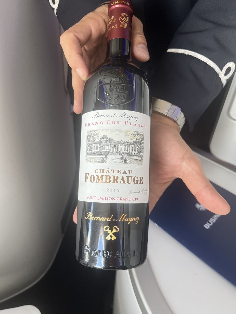 air france business class a350 chateau fombrauge bordeaux wine