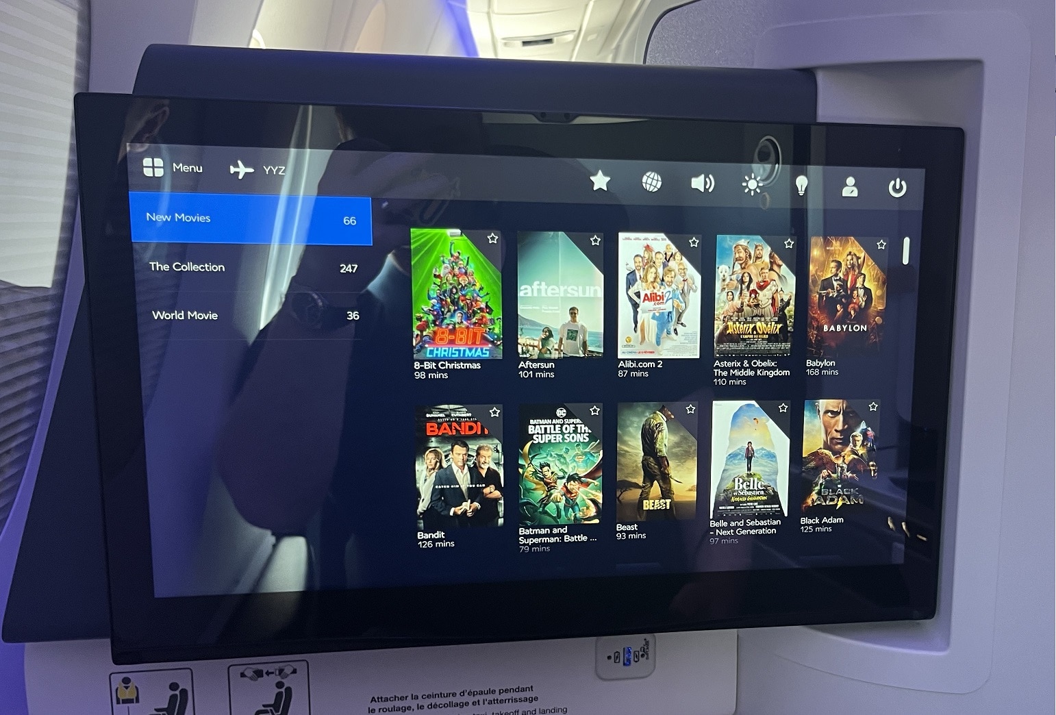air france business class a350 entertainment console movies
