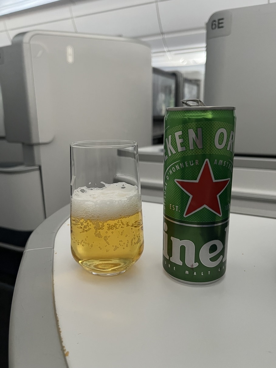 air france business class a350 heineken beer